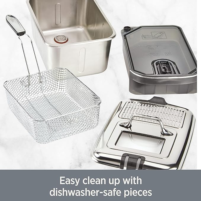 All-Clad Electric Deep Fryer with Basket and Lid, Stainless Steel Deep Fryer for Home Use, 1700W, Dishwasher Safe image 3