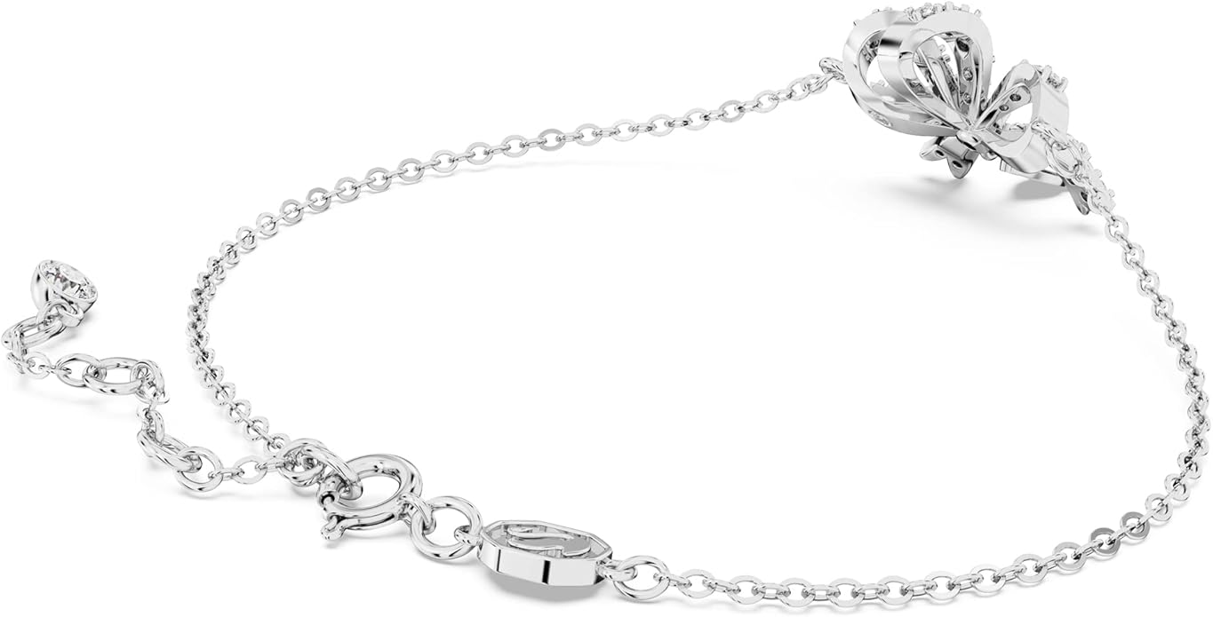 SWAROVSKI Volta Necklace, Earrings, and Bracelets Jewelry Collection, Bow-Inspired Clear Crystals with Rhodium Finish image 4