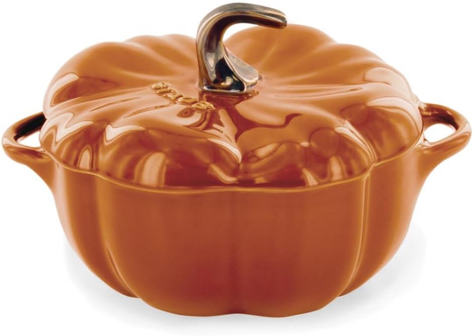 STAUB 0.5-qt Petite Ceramic, Oven & Stove Safe up to 572°F, Pumpkin Dish, Baking , Candy Dish, Burnt Orange image 1