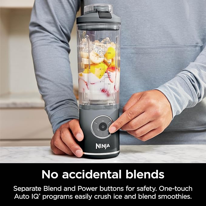 Ninja Blast Max, Portable & Personal Blender + Twist & Go, Smoothie, Blend, Ice Crush, 3 Programs, Cordless, 22 oz removable Vessel, Dishwasher Safe, Leakproof, Grey, BC251GY image 4
