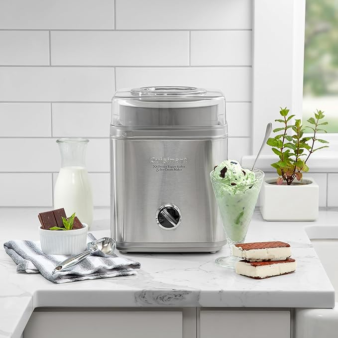 Cuisinart Ice Cream Maker Machine, 2-Quart Ice Cream, Sorbet and Frozen Yogurt Machine, Fully Automatic Double-Insulated Freezer Bowl Makes Frozen Desserts in Under 30 Minutes, ICE30BCP1, Silver image 2