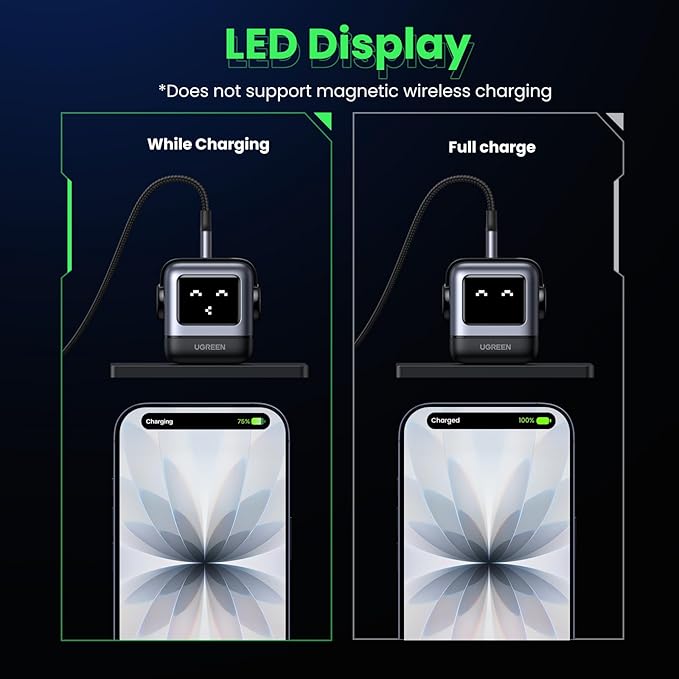 UGREEN Uno 30W USB C Charger Block, Compact Robot GaN Fast Charger for iPhone 17, Gifts for Women Men, Compatible with iPhone 17/16/15, Galaxy S25/S24/S23, Pixel 10/9/8, iPad, Black image 5