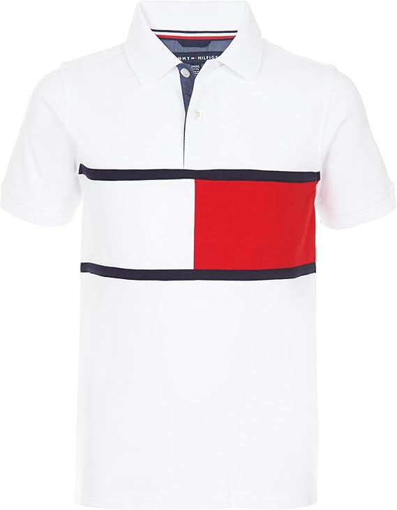 Tommy Hilfiger Boys' Short Sleeve Fashion Polo Shirt, Button Closure, Soft & Comfortable image 1