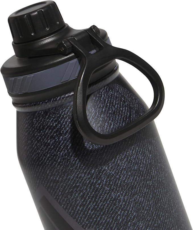 Adidas 1 Liter (32 oz) Metal Water Bottle, Hot/Cold Double-Walled Insulated 18/8 Stainless Steel, Twill Black/Black/Grey Five, 32 Ounces image 3