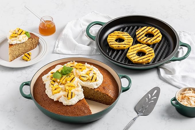 Le Creuset Enameled Cast Iron Multifunction Braiser with Grill Pan Lid, 3.5 qt., Meringue image 4