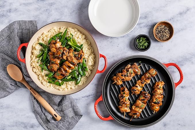 Le Creuset Enameled Cast Iron Multifunction Braiser with Grill Pan Lid, 3.5 qt., Meringue image 5