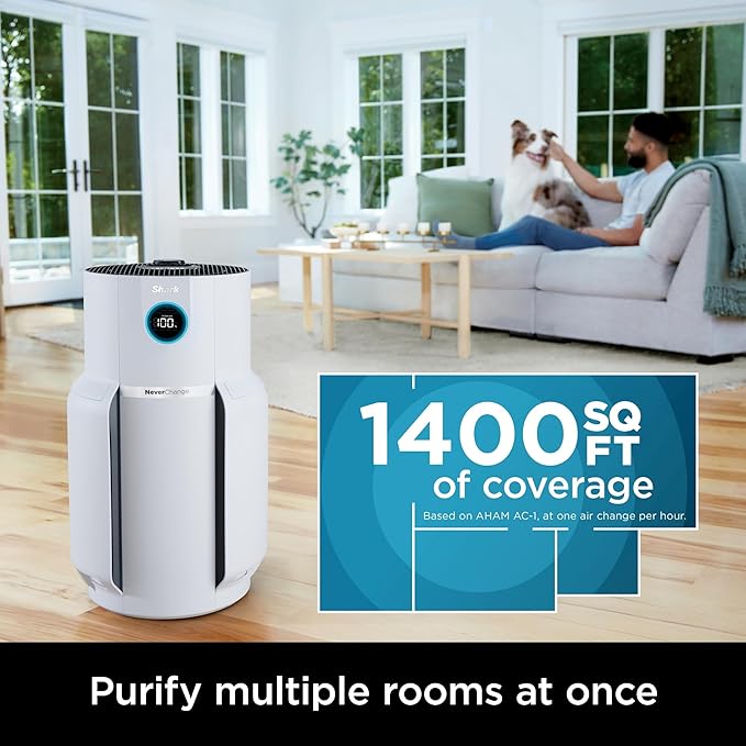 Shark Air Purifier with NeverChange Air Filter Technology, 5 Year HEPA Filter, Covers 1400 Sq. ft, Odor Neutralizer and Clean Sense Technology, Removes 99.98% of Dust & Allergens, HP302 (Renewed) image 3