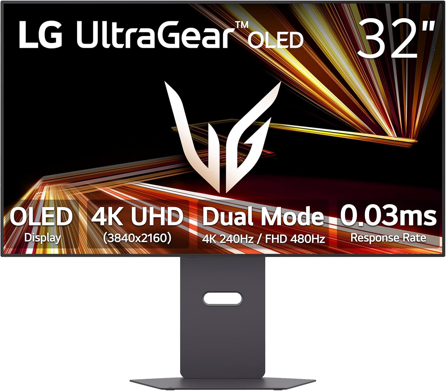 LG 32GX870A-B 32-inch Ultragear 4K UHD (3840 x 2160) OLED Gaming Monitor, Dual-Mode, 240Hz, 0.03ms, NVIDIA, AMD FreeSync Premium Pro, VESA DisplayHDR True Black 400, USB Type-C, DP2.1, Black image 1