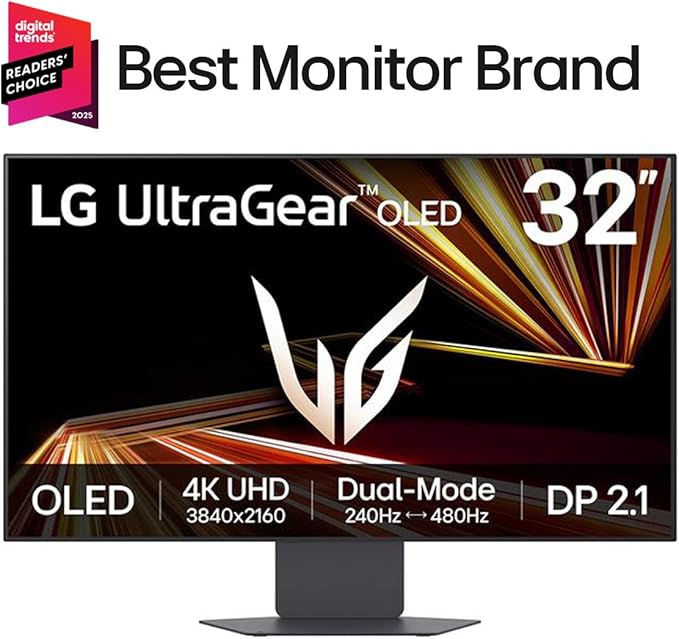 LG 32GX870A-B 32-inch Ultragear 4K UHD (3840 x 2160) OLED Gaming Monitor, Dual-Mode, 240Hz, 0.03ms, NVIDIA, AMD FreeSync Premium Pro, VESA DisplayHDR True Black 400, USB Type-C, DP2.1, Black image 2