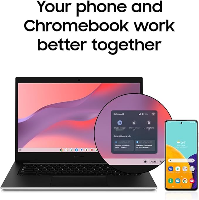 Samsung 14" Galaxy Chromebook Go Laptop PC Computer, Intel Celeron N4500 Processor, 4GB RAM, 64GB Storage, ChromeOS, XE340XDA-KA2US, Student Laptop, Silver image 3