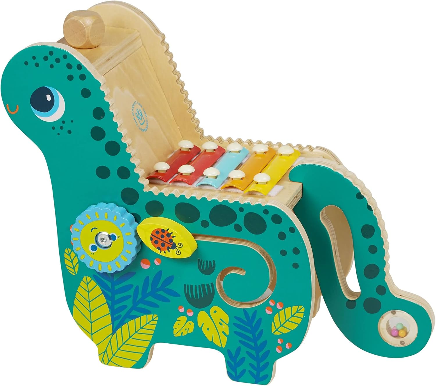 Manhattan Toy Wooden Dinosaur Toddler and Preschool Musical Instrument and Activity Toy with Xylophone, Sawtooth Ridges and Solo Mallet image 3