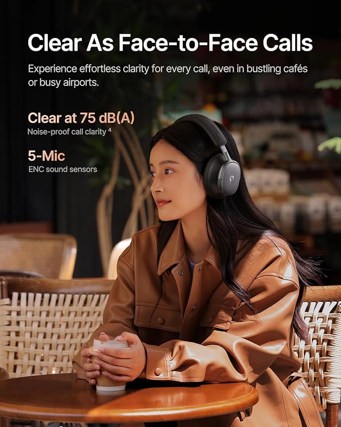 Baseus Inspire XH1 Adaptive Active Noise Cancelling Headphones, Sound by Bose, Dolby Audio, Premium Real-Time Adaptive ANC, Adaptive Tuning Rich Sound, Hi-Res Audio, 100H Playtime - Cosmic Black image 6