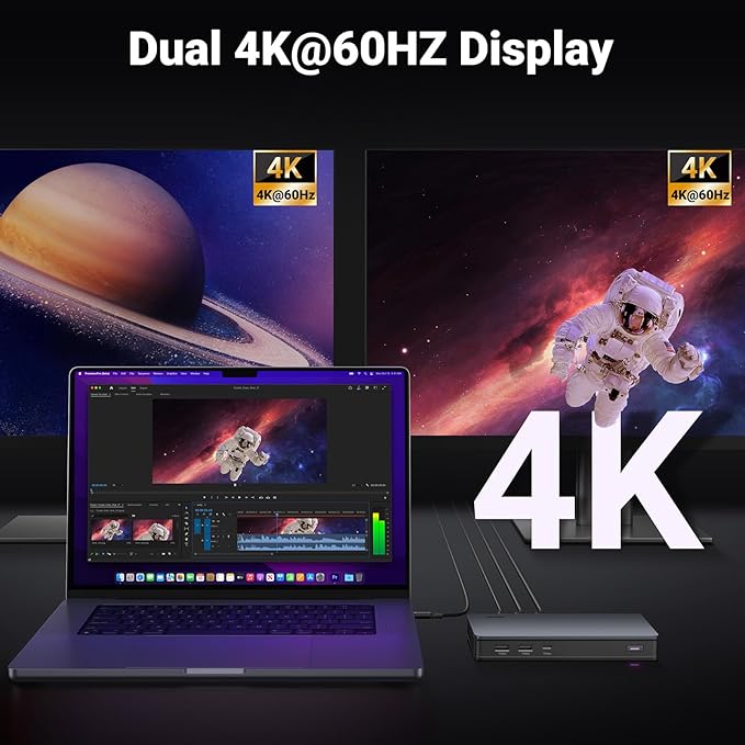 UGREEN USB C Docking Station, DisplayLink 9-in-1,Revodok Pro 209,Dual 4K@60hz Monitor Dock for MacBook & Windows with 2 DP & 2 HDMI, 10 Gbps USB C & USB-A Data Ports, 100W PD, Gigabit Ethernet image 5