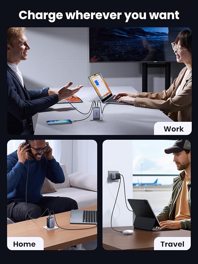 UGREEN Nexode 65W GaN USB C Wall Charger, 4-Port Fast Type-C Charger Compatible with MacBook Pro/Air, iPhone 17/16/15 Series, Galaxy S25/S24, Pixel 10/9, iPad Pro, Steam Deck image 6