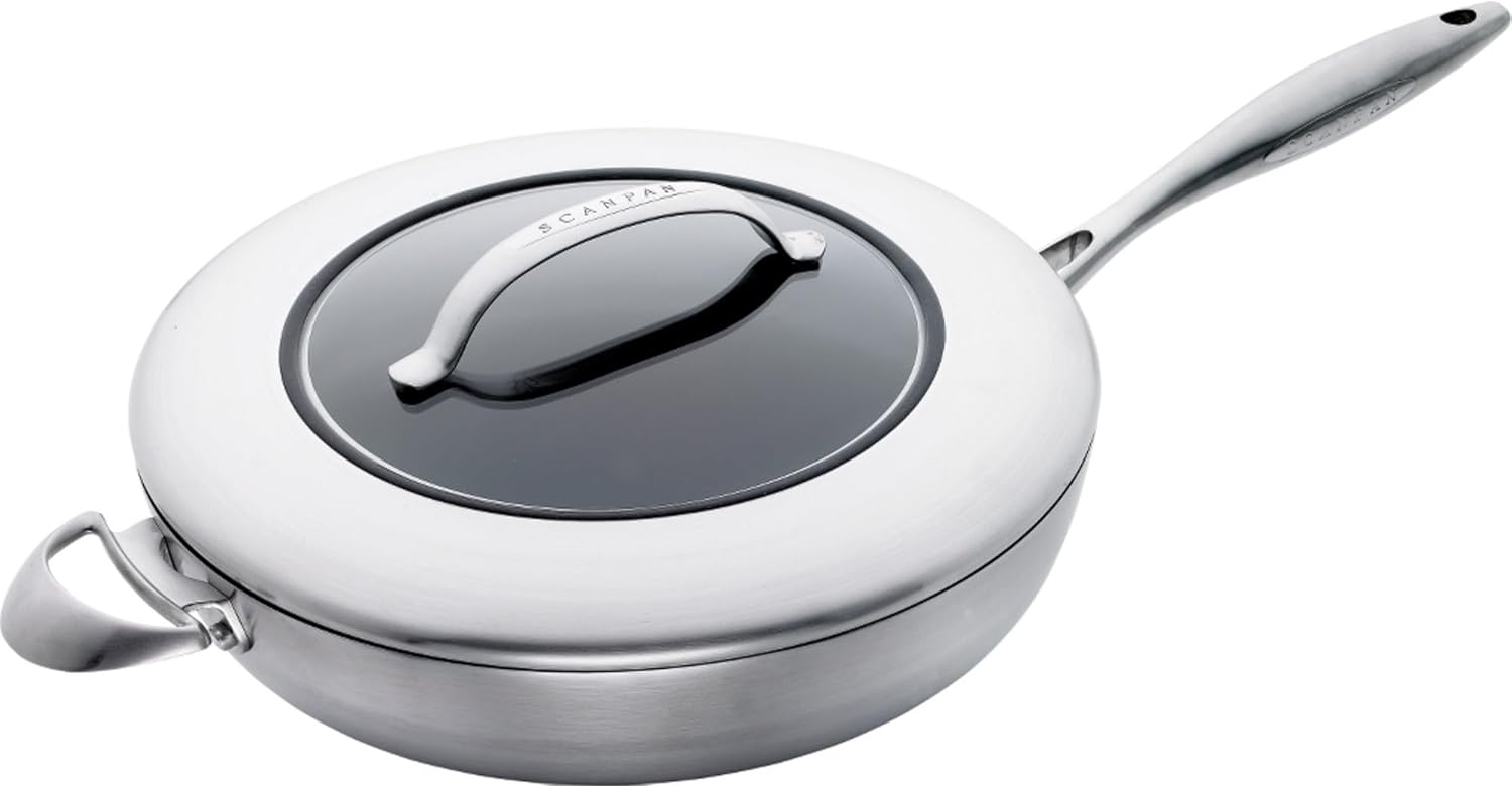 Scanpan CTX 12 3/4 inch Nonstick Saute Pan with Lid – Compatible with Gas and Electric Stovetops, Metal Utensil Safe, Oven Safe to 500°F, Dishwasher Safe, Black image 1