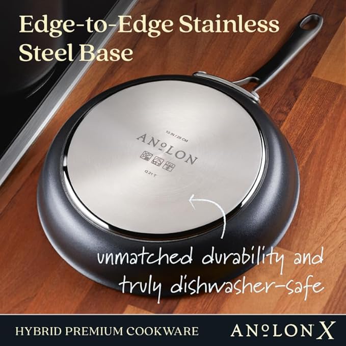 Anolon X Aluminum Nonstick Cookware Frying Pans/Skillet Set, 8.25 Inch and 10 Inch - Dark Gray image 5