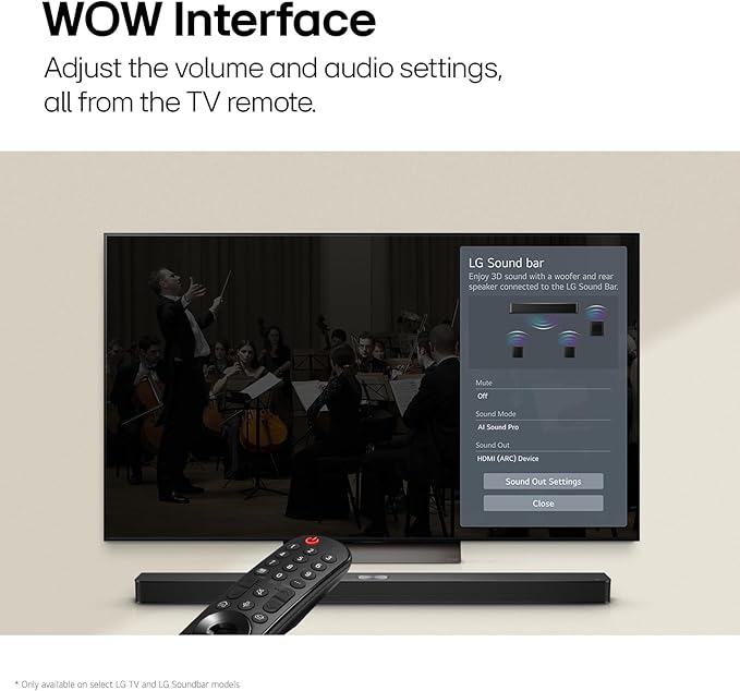LG S40T 2.1 ch.Soundbar with Wireless Subwoofer, TV Synergy, Wow Interface, AI Sound Pro (2024 New Model) image 4