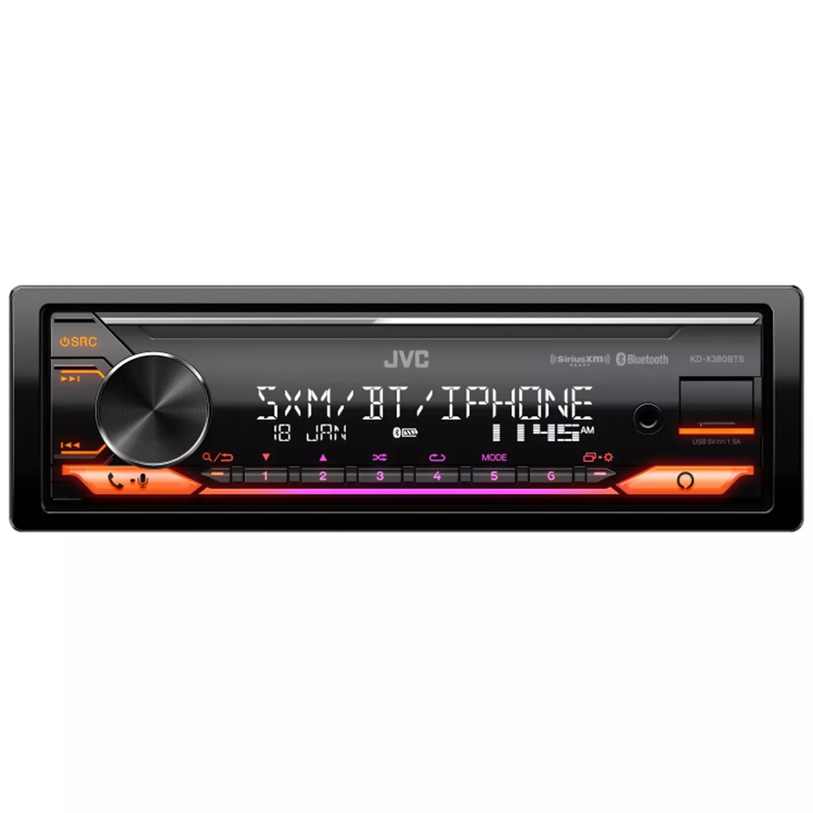 JVC KD-X380BTS Single DIN Bluetooth USB/AUX AM/FM Stereo Car Audio Receiver image 1