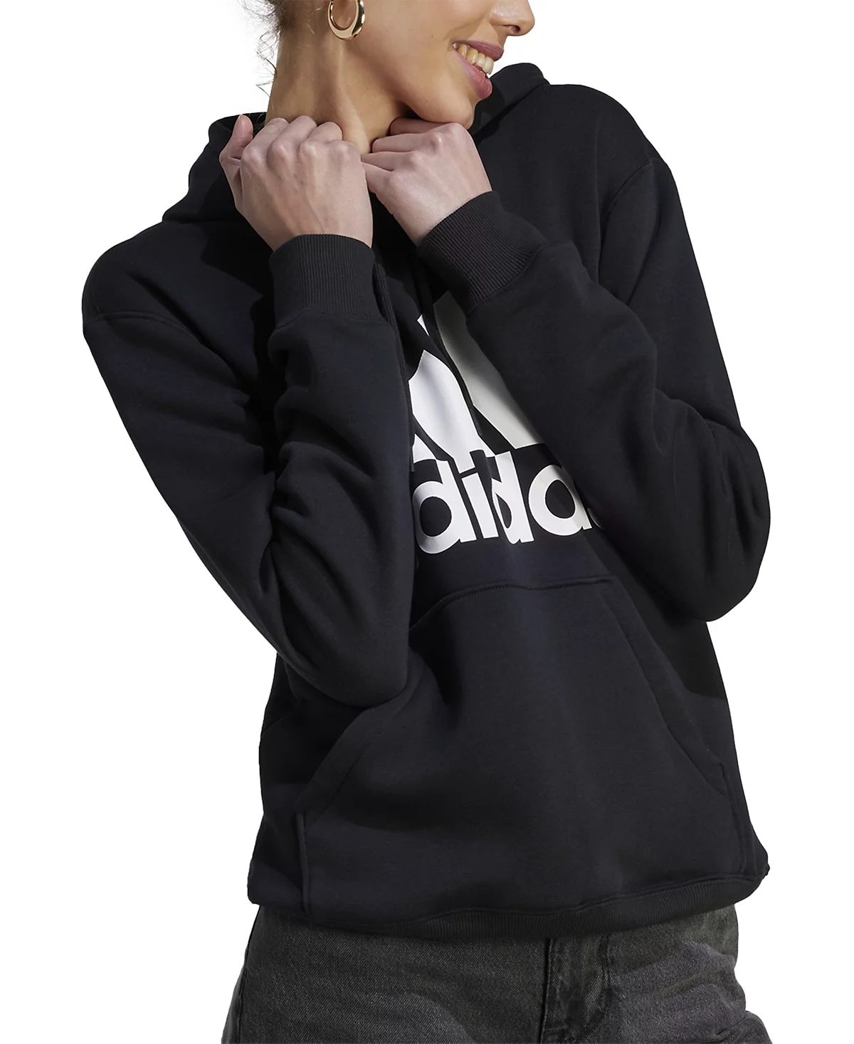 Adidas Women's Big Logo Fleece Hooded Sweatshirt image 3