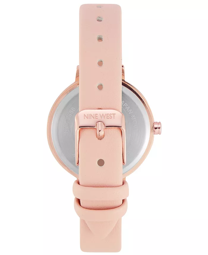 Women's Quartz Pink Faux Leather Band and Floral Pattern Watch, 36.5mm image 2