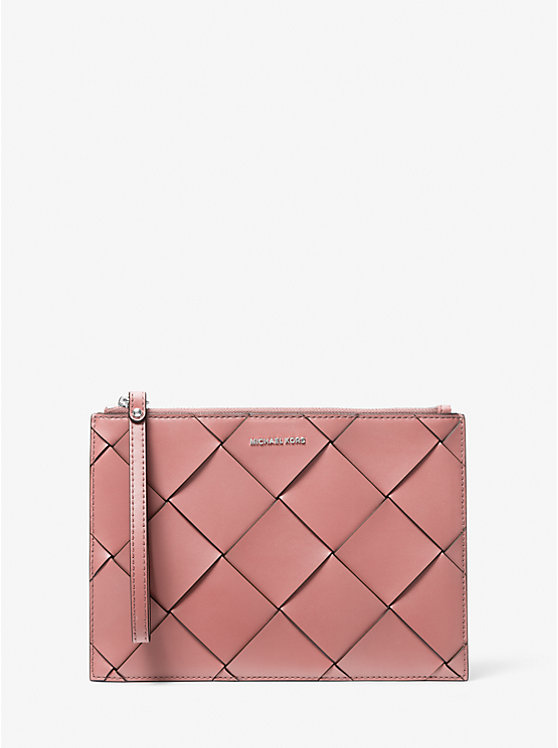 Jet Set Travel Extra-Large Woven Leather Wristlet image 1