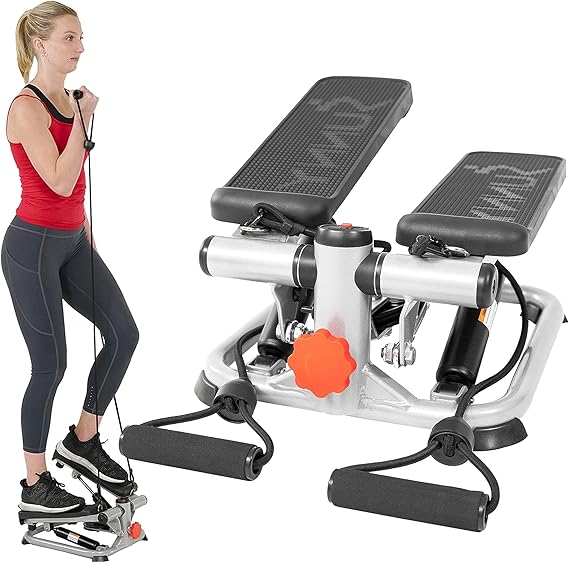 Sunny Health & Fitness Mini Steppers for Exercise at Home, Stair Step Workout Machine, Full Body Cardio Equipment, with Optional Free SunnyFit App Connection and Resistance Band image 1