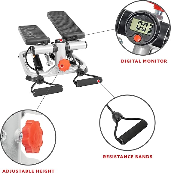 Sunny Health & Fitness Mini Steppers for Exercise at Home, Stair Step Workout Machine, Full Body Cardio Equipment, with Optional Free SunnyFit App Connection and Resistance Band image 2