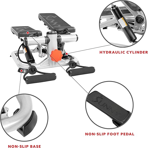 Sunny Health & Fitness Mini Steppers for Exercise at Home, Stair Step Workout Machine, Full Body Cardio Equipment, with Optional Free SunnyFit App Connection and Resistance Band image 3