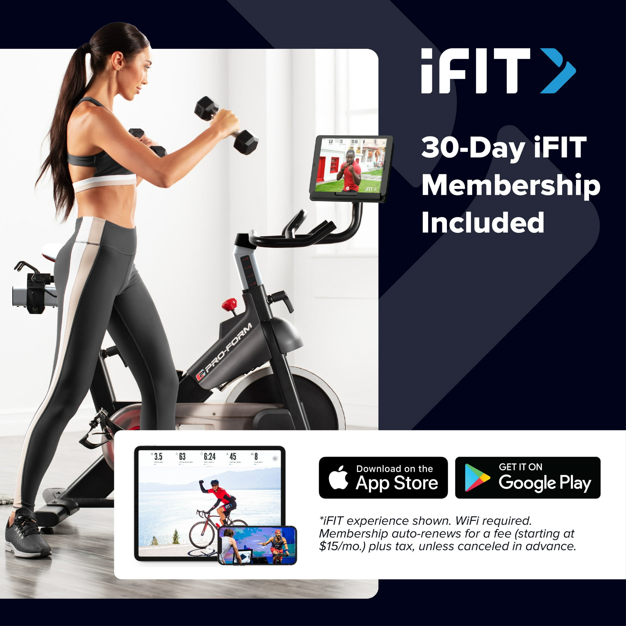ProForm Carbon CX Exercise Bike with 3 Lb Dumbbell Set and 30-Day iFIT Membership image 2