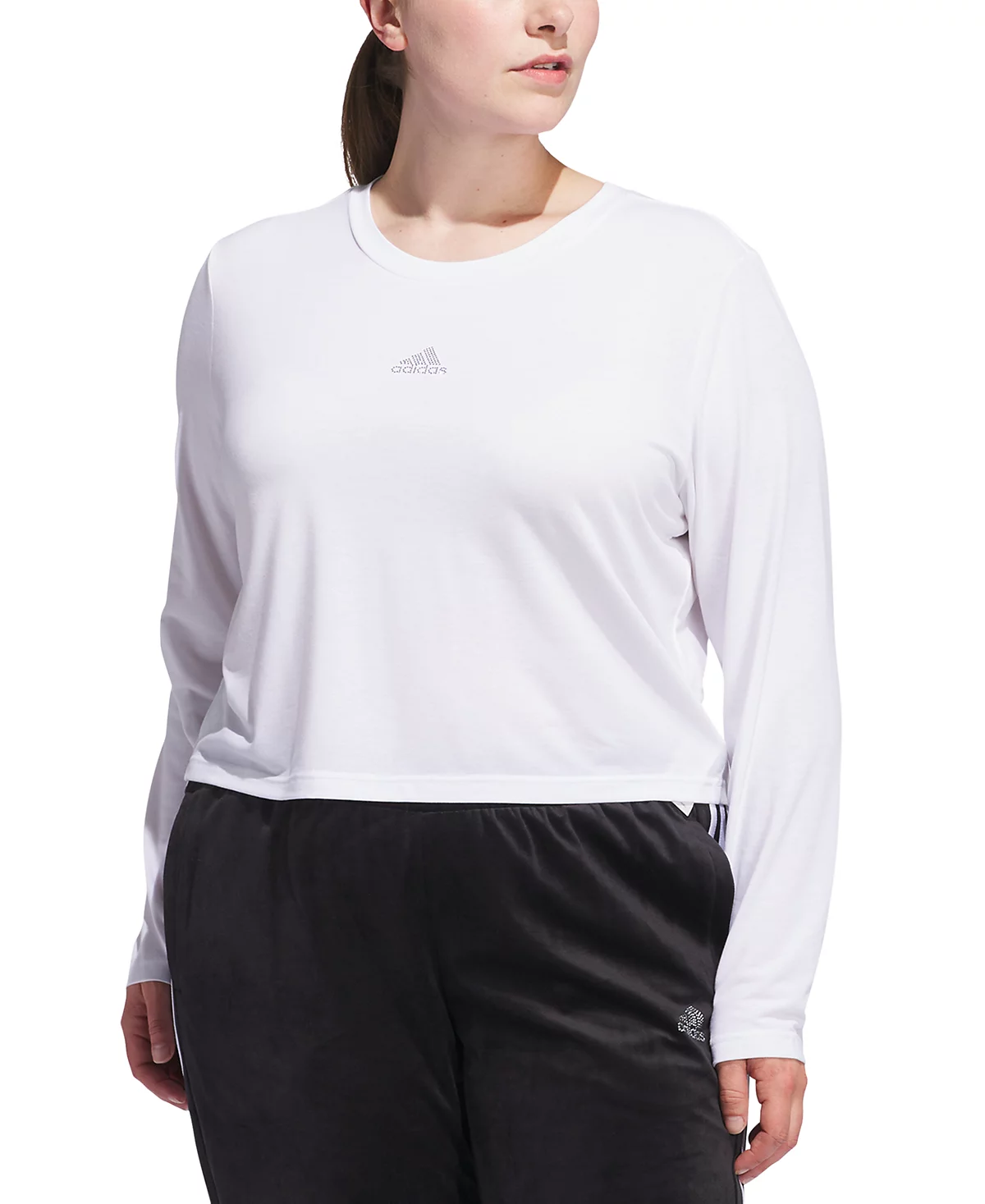 Adidas Plus Size Studded Logo Long-Sleeve T-Shirt image 1