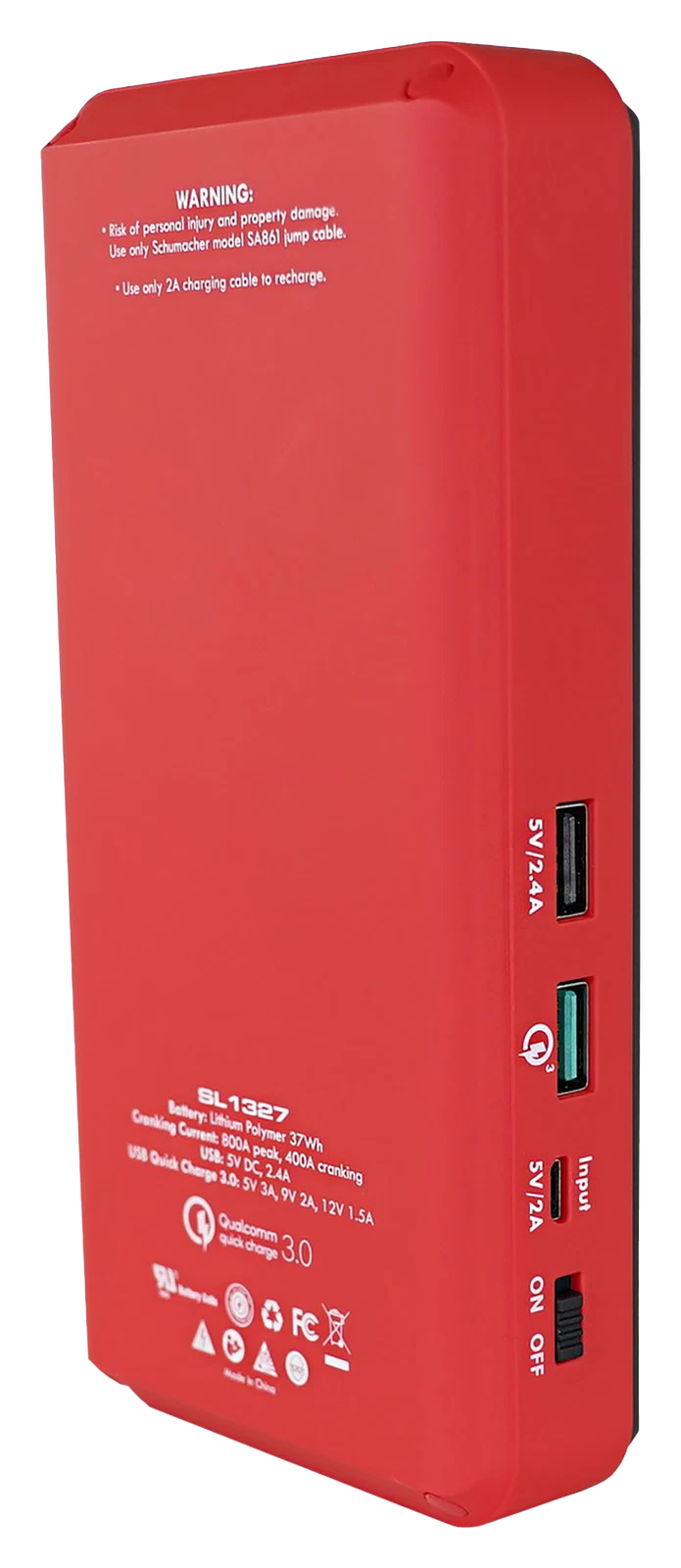 Schumacher SL1327 800 Peak Amp Lithium Ion Jump Starter With USB Portable Power image 2
