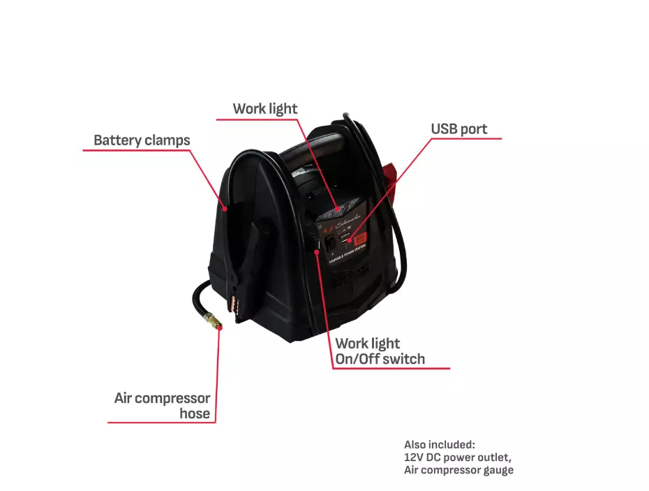 Schumacher SJ1583 Portable Power Station 800A Jump Starter 150-PSI Compressor image 8