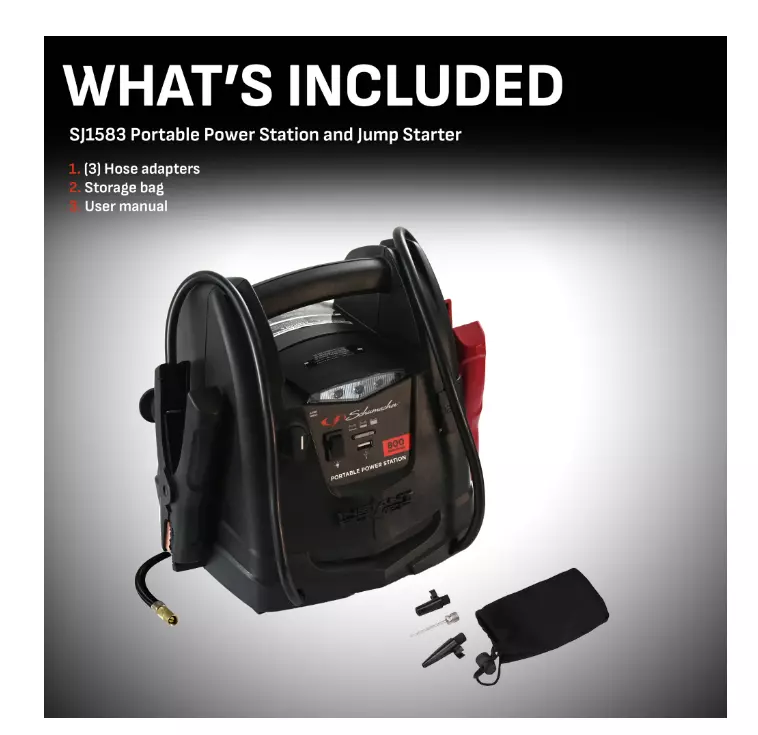 Schumacher SJ1583 Portable Power Station 800A Jump Starter 150-PSI Compressor image 9