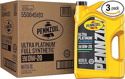 Pennzoil Ultra Platinum Full Synthetic 0W-20 Motor Oil, 5 Quart (3 Pack) image 1