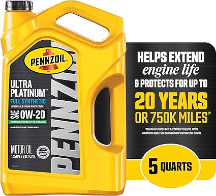 Pennzoil Ultra Platinum Full Synthetic 0W-20 Motor Oil, 5 Quart (3 Pack) image 3