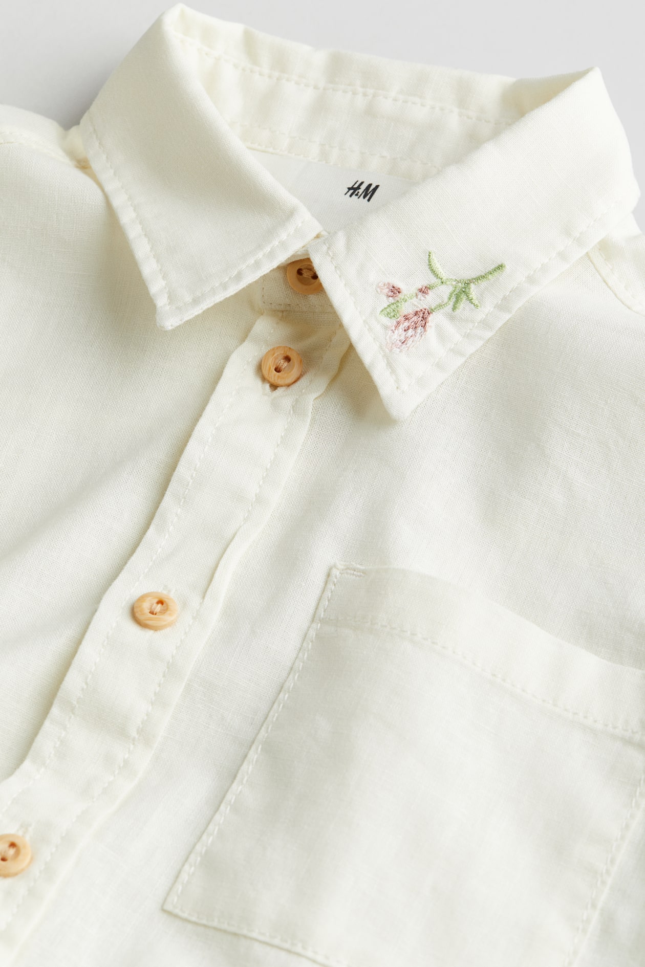 Embroidered-motif Linen-blend Shirt image 2
