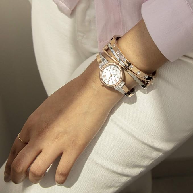 Anne Klein Women's Premium Crystal Accented Bangle Watch Set, AK/2245 image 4