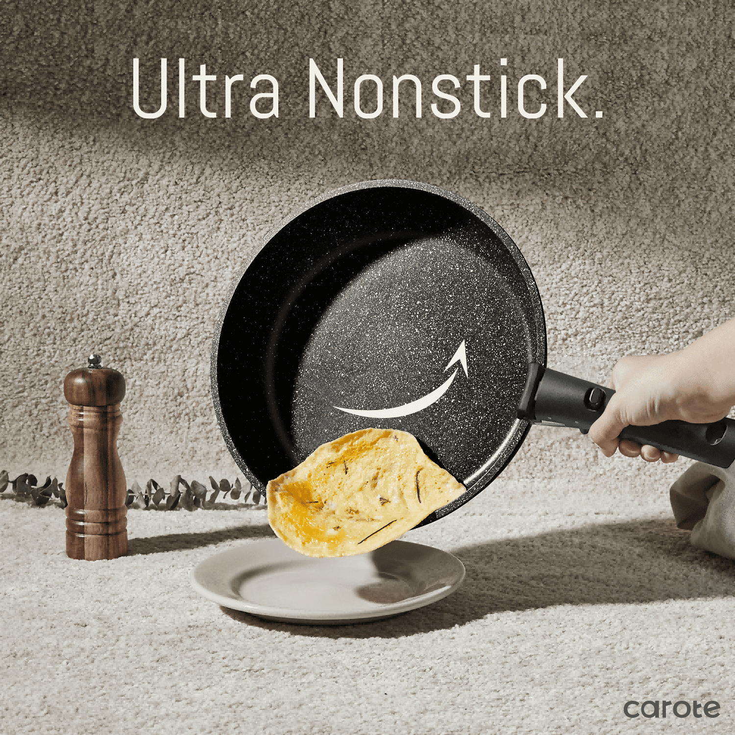 Carote 17pcs Nonstick Cookware Set, Granite Reinforced Non Stick Pots and Pans Set Removable Handle image 5