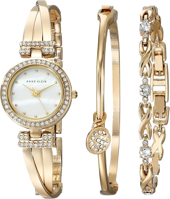 Anne Klein Women's Premium Crystal Accented Bangle Watch and Bracelet Set image 1