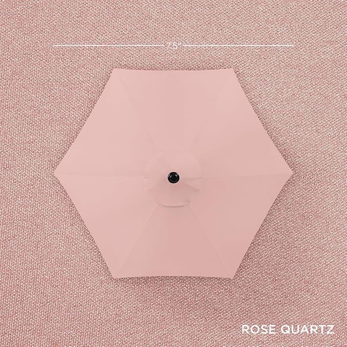 Best Choice Products 7.5ft Heavy-Duty Round Outdoor Market Table Patio Umbrella w/Steel Pole, Push Button Tilt, Easy Crank Lift - Rose Quartz image 4