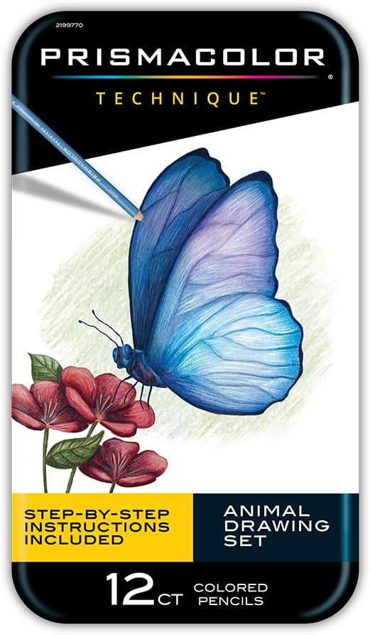 Prismacolor Technique Animal Drawing Set, Includes Colored Pencils and Step-by-Step Drawing Tutorials, Assorted Colors, 12 Count image 1