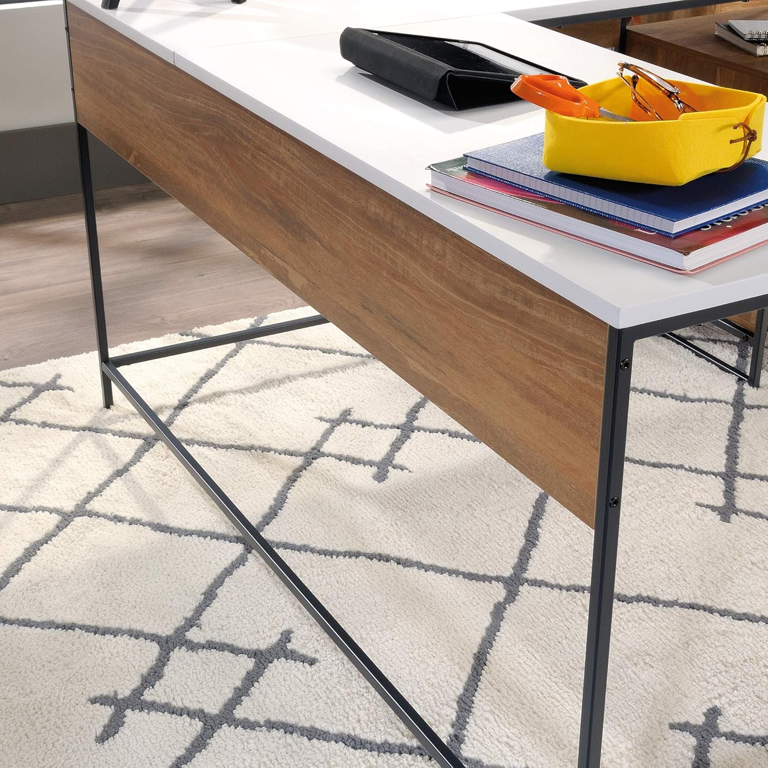 Sauder Tremont Row Modern L-Shaped Desk with Storage, Sindoori Mango Finish image 5