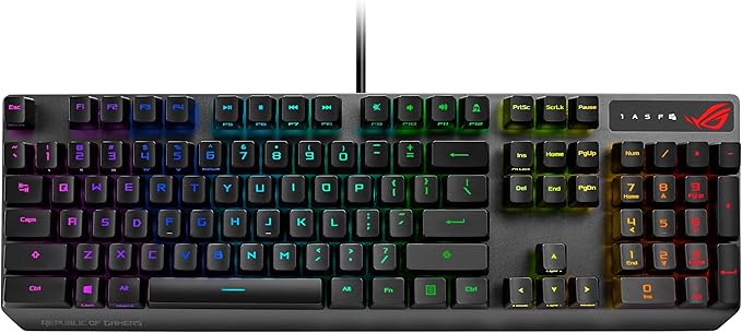 ASUS ROG Strix Scope RX Gaming Mechanical Keyboard, Red Optical Switches, USB 2.0 Passthrough, 2X Wider Ctrl Key, Aura Sync, Armoury Crate RGB Lighting, Black image 1