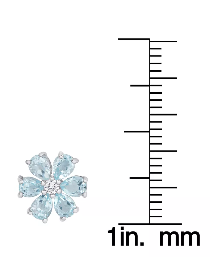 Blue Topaz (2-3/8 ct. t.w.) & White Topaz Accent Flower Stud Earrings in Sterling Silver image 4
