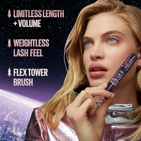 Maybelline Lash Sensational Sky High Washable Mascara Makeup, Volumizing, Lengthening, Defining, Curling, Multiplying, Buildable Formula, Blackest Black, 1 Count image 3