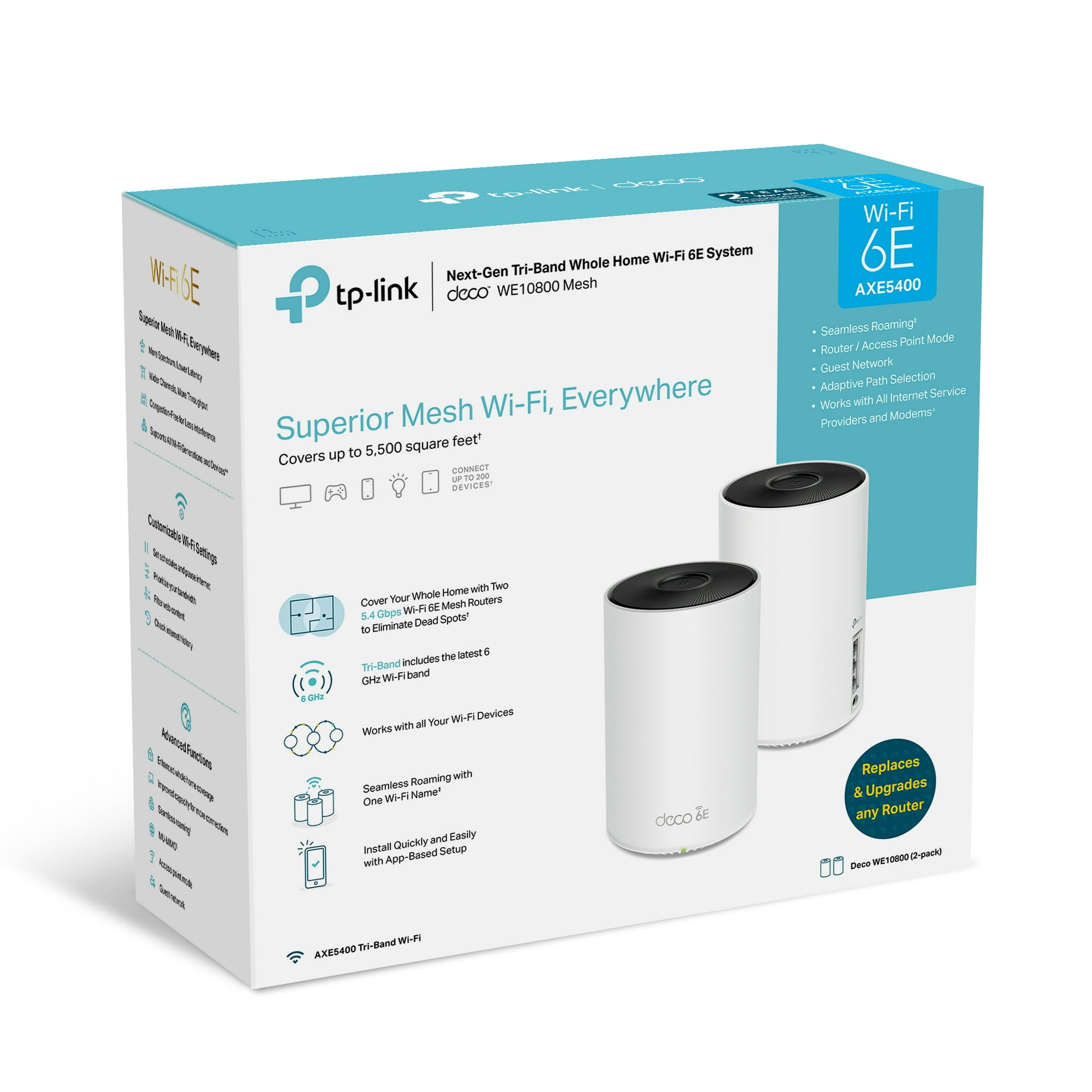TP-Link Deco Wi-Fi 6E Whole Home Mesh Routers, 6 Ghz Band, Coverage up to 5,500 Sq. ft. (2-Pack) image 2