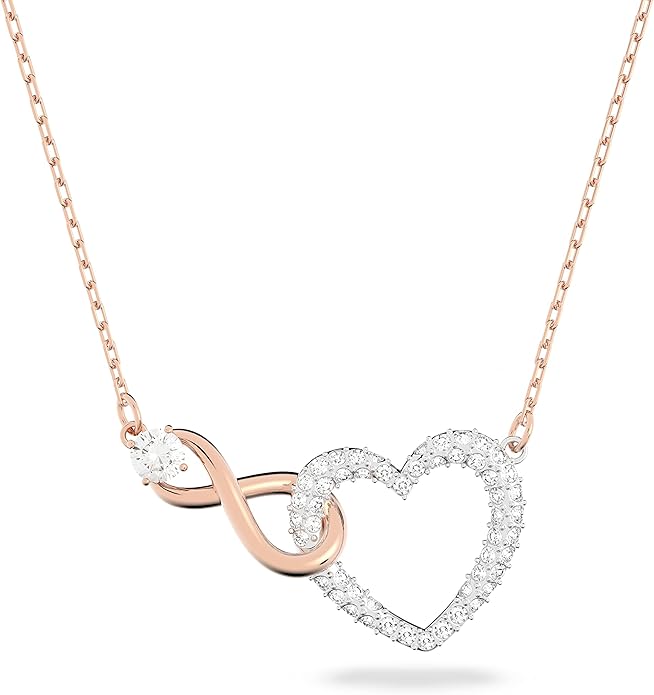 Swarovski Infinity Heart Jewelry Collection, Necklaces and Bracelets, Rose Gold & Rhodium Tone Finish, Clear Crystals image 1