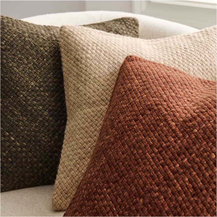Heathered Basketweave Wool Pillow Cover image 3