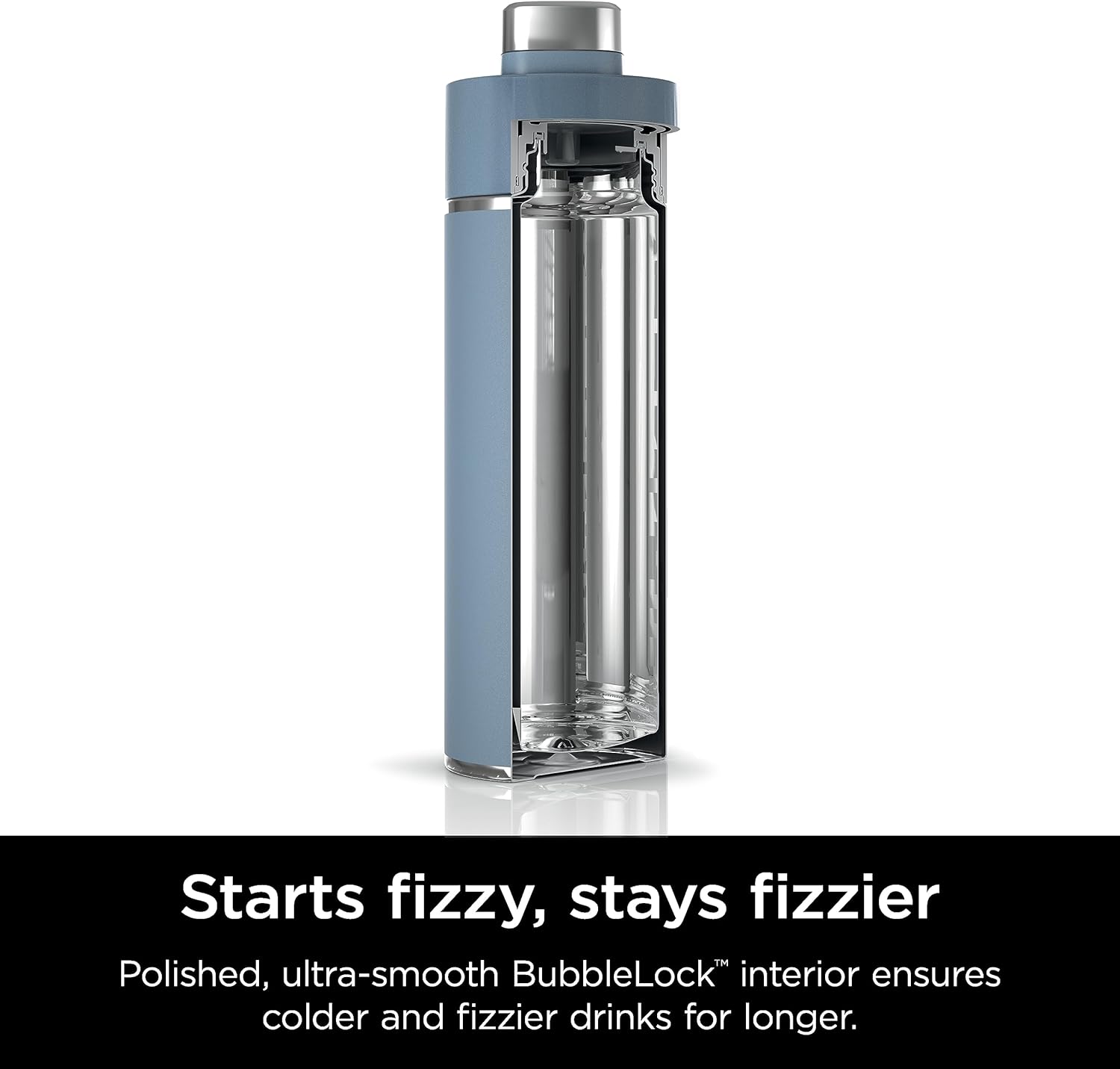 Ninja Thirsti 18oz Travel Water Bottle, For Carbonated Sparkling Drinks, Colder and Fizzier Longer, Leak Proof, 24 Hrs Cold, Dishwasher Safe, Stainless Steel Insulated Tumbler, Storm Blue, DW1801BL image 4