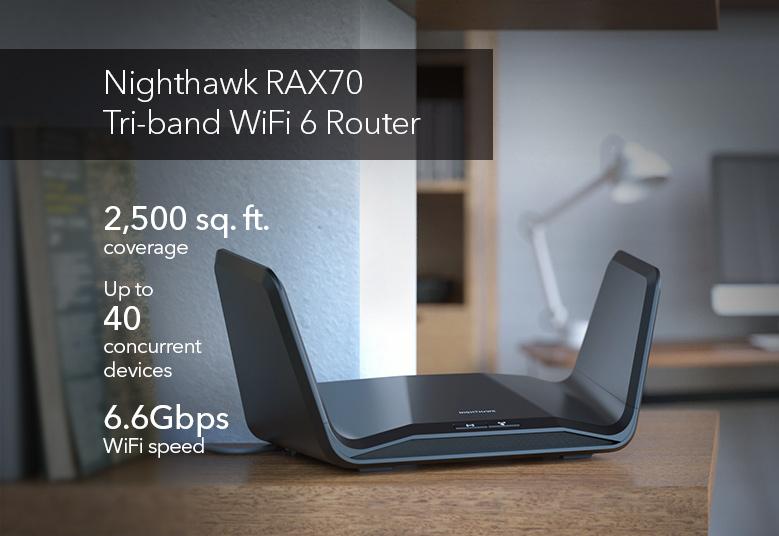 AX6600 WiFi Router (RAX70) Nighthawk 8-Stream Tri-Band WiFi 6 Router, 6.6Gbps image 2